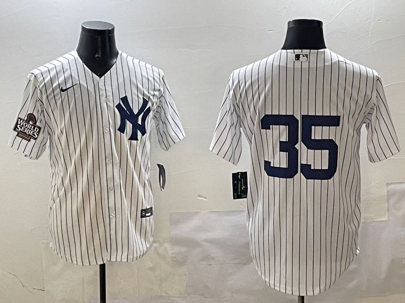 Men New York Yankees #35 No Name White Stripe Game 2025 Nike MLB Jersey style 2->new york yankees->MLB Jersey